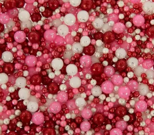 Red, Pink & White Glitter Pearl Sprinkles