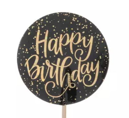 Gold Glitter Happy Birthday Cupcake Toppers,24ct