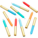 Blue, Orange & Red Gold-Dipped Birthday Candles, 10-Count