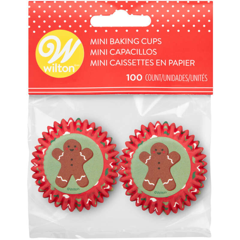 Gingerbread Man Mini Paper Christmas Cupcake Liners, 100-Count