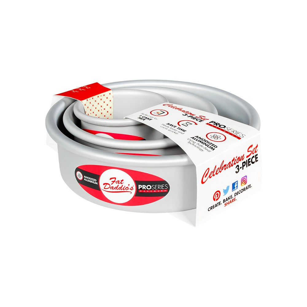 Fat Daddio's 3-PC Round Pan Set 3 in, 5 in, and 7 in x 2 in Deep