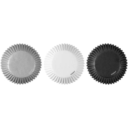 Black, Silver and White Cupcake Liners, 75-Count