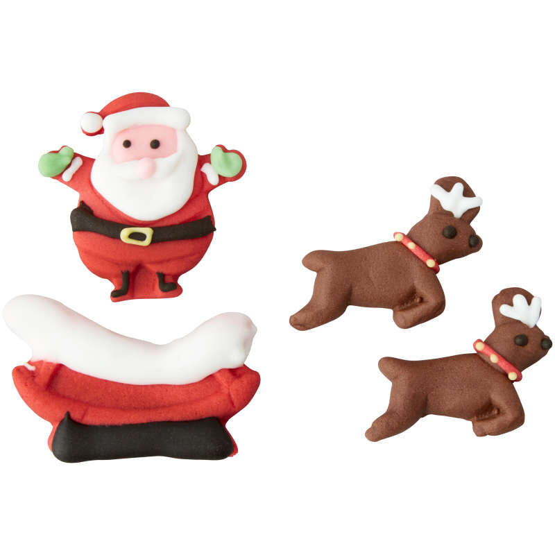 Gingerbread House Santa's Sleigh and Reindeer Candy Decorations, 4-Count
