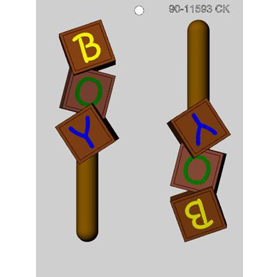 Boy Blocks Pretzel Rod Chocolate Mold