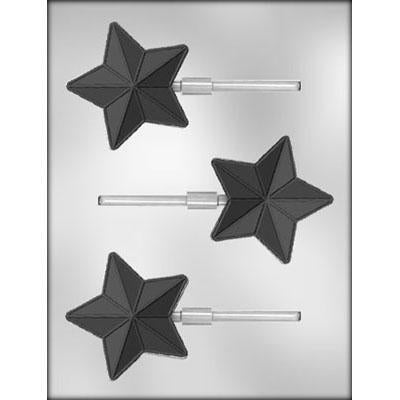 STAR WITH LINES 3" SUCKER CHOCOLATE MOLD