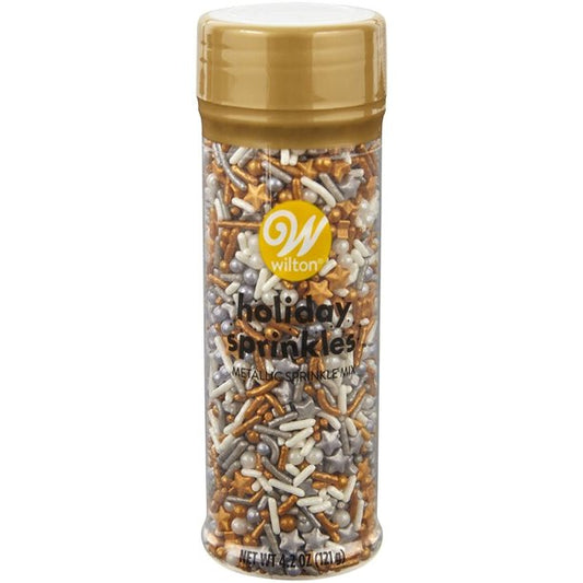 Metallic White, Silver and Gold Star Sprinkle Mix, 4.2 oz.