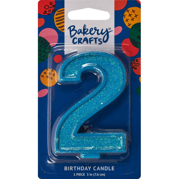 2 Glitter Numeral Candles