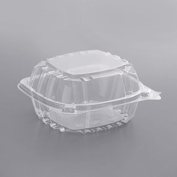 6" x 5 13/16" x 3" Hinged Lid Plastic Container
