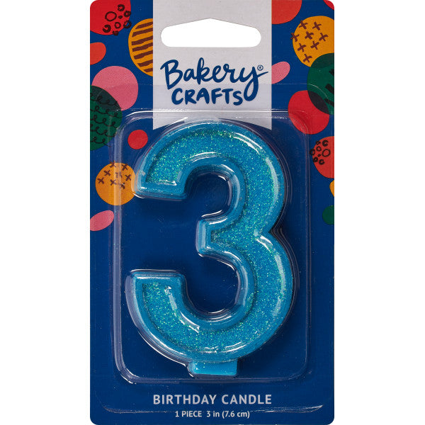 3 Glitter Numeral Candles