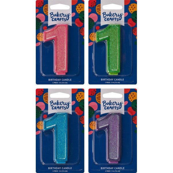 1 Glitter Numeral Candles