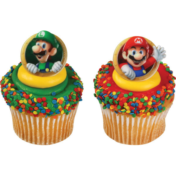 Super Mario™ Mario & Luigi Cupcake Rings, set of12