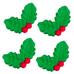 Tiny Double Holly Leaf W/ Berries, 4pcs