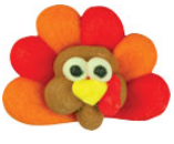 Mini Turkey Head Icing With Feathers, 5ct