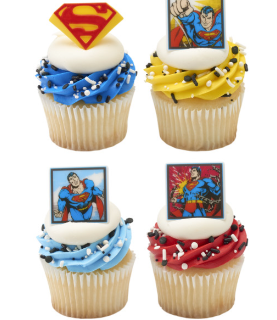 Superman™ Cupcake Rings, 12ct
