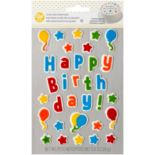 Happy Birthday Icing Decorations, 0.8 oz