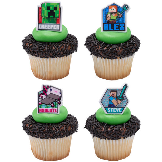 MINECRAFT cupcakes rings, 6ct
