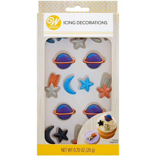 Planet, Moon and Star Royal Icing Decorations, 18 ct