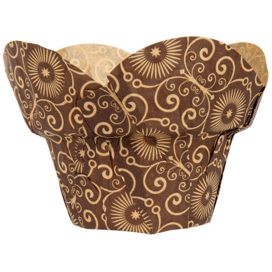 Dark Brown Print Lotus, 10ct