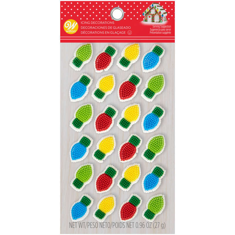 Christmas Lightbulbs Icing Decorations, 24-count