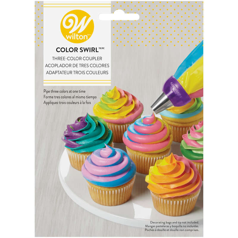 Color Swirl 3-Color Coupler Cupcake Decorating Set