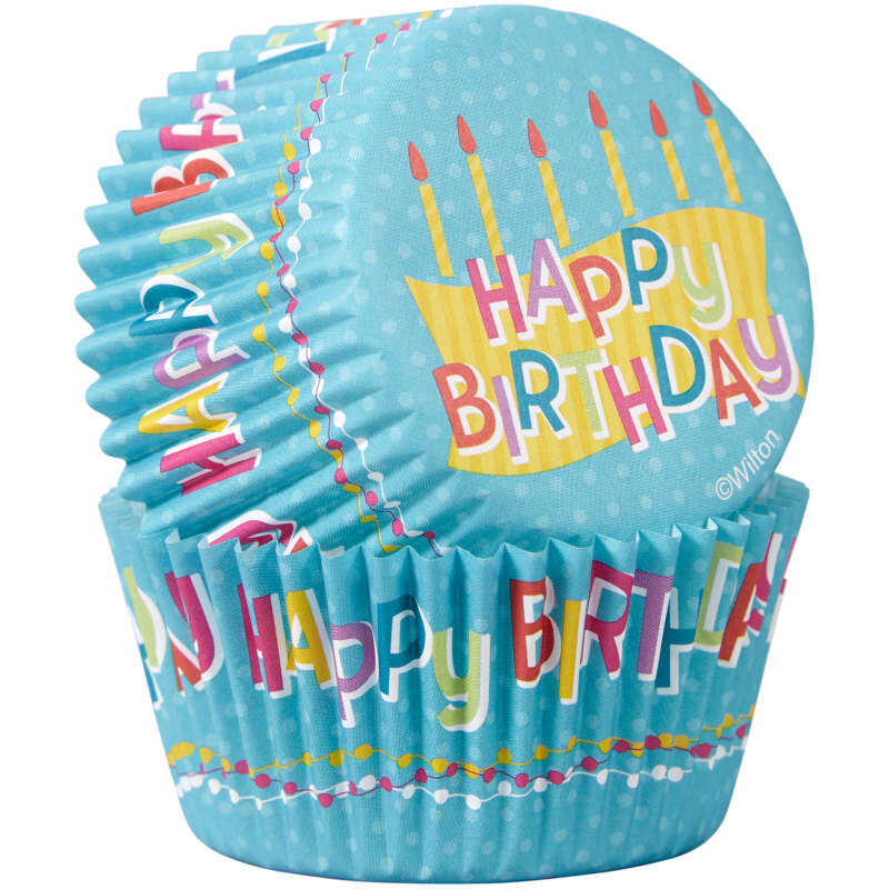 Happy Birthday Cupcake Liners, 50-Count