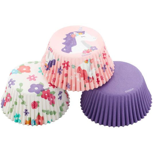 Unicorn, Flower Print and Solid Purple Baking Cups, 75-Count