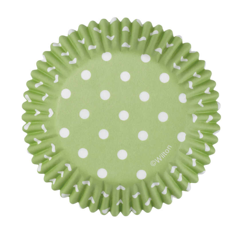 Green and White Polka Dot Cupcake Liners, 75-Count