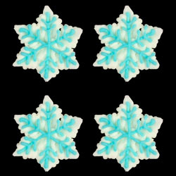 Snowflake Icing - White w/Blue Trim, 6ct