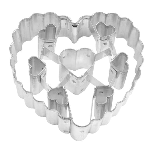 HEART COOKIE CUTTER W/CUTOUTS (3″)