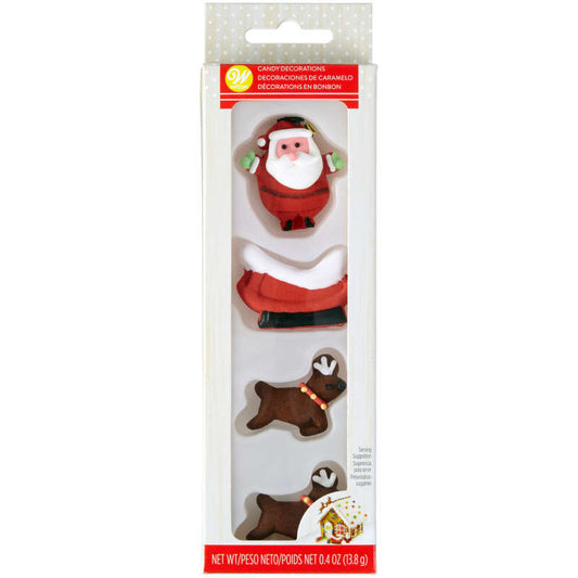 Gingerbread House Santa's Sleigh and Reindeer Candy Decorations, 4-Count