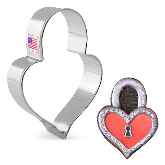 LilaLoa's Heart Padlock Cookie Cutter 4 1/4" x 3 1/8"