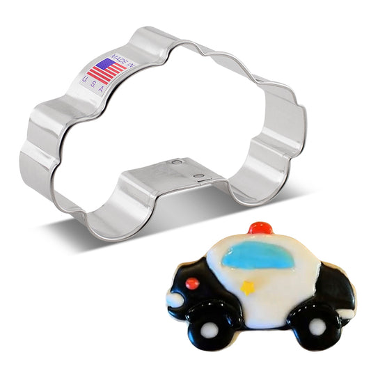 Police Car Cookie Cutter, 3.75" 3.75"x 2.5"