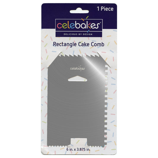 Celebakes Stainless Steel Rectangle Cake Comb, 6" x 3.875"