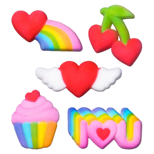 Rainbow Party Valentine Assortment Dec-Ons® Decorations, Set of 5