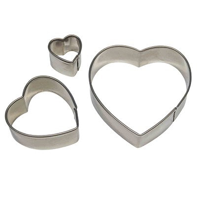 STAINLESS STEEL CUTTERS - HEART SET/3