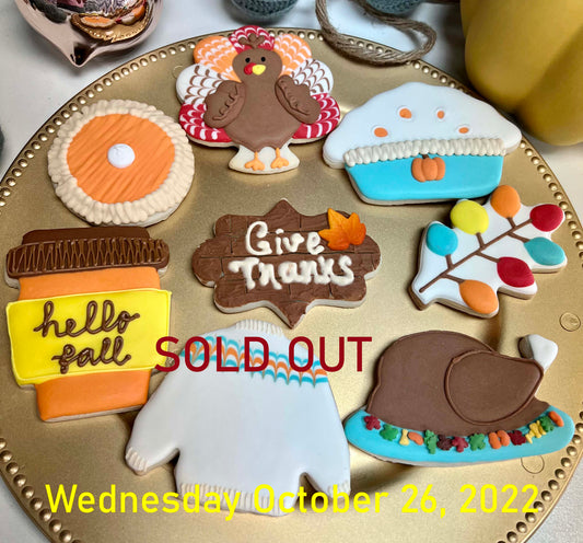 Wednesday 10/26/2022: Sugar Cookie Decorating class - Thanksgivings Theme (Please read class details below)