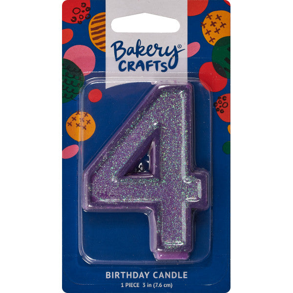 4 Glitter Numeral Candles