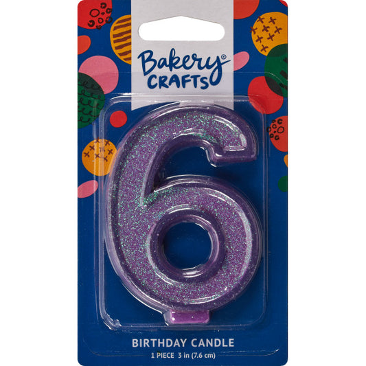 6 Glitter Numeral Candles