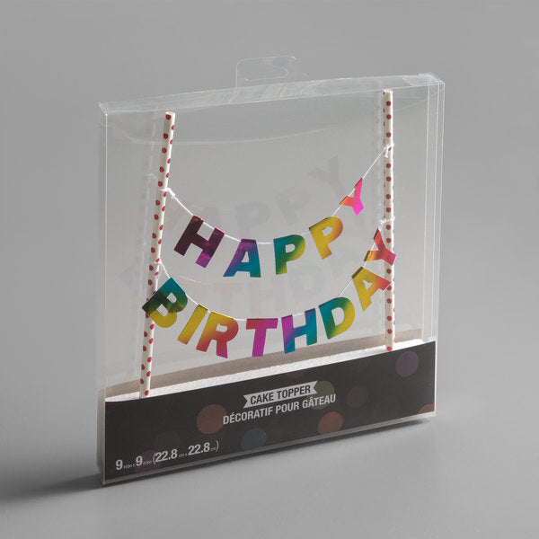 9" x 9" Rainbow "Happy Birthday" Cake Topper Banner