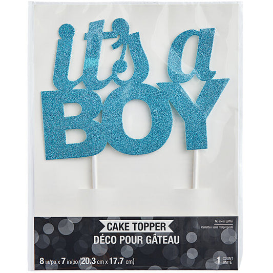 Blue Glitter "It's a Boy" Cake Topper
