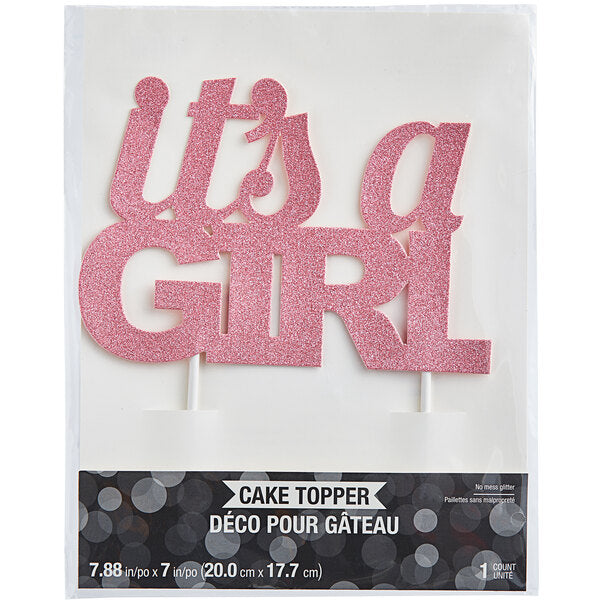 Pink Glitter "It's a Girl" Cake Topper