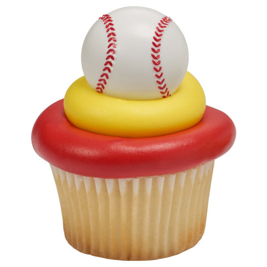 3D Baseball Cupcake Rings set of 12