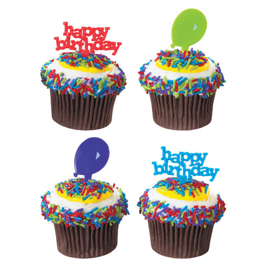 Happy Birthday and Balloons DecoPics®set of 12