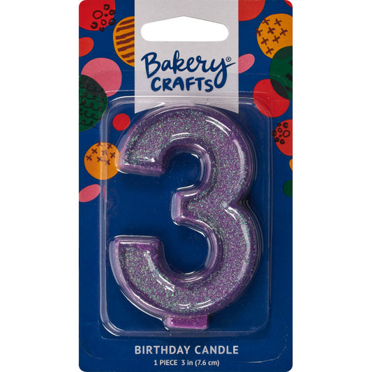 3 Glitter Numeral Candles