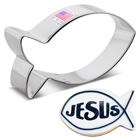 Jesus Fish Cookie Cutter, 4" 3.85" x 1.85"