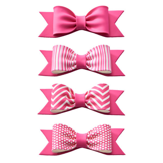 Bright Pink Printed and Solid Gum Paste Bows