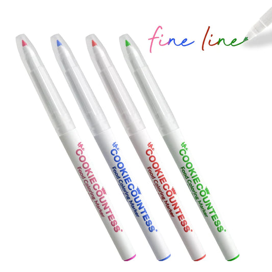 Color Set of 4 Fine Tip Food Markers - Red, Pink, Green, Blue