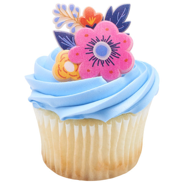 Spring Floral Cupcake Rings, 6 ct