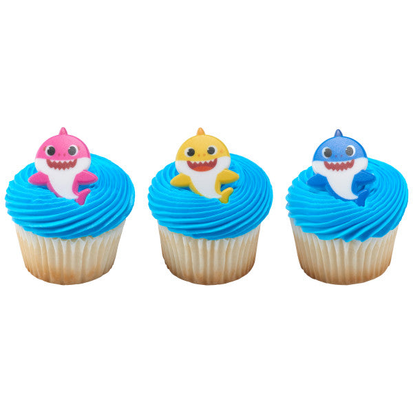 Baby Shark Mommy, Daddy and Baby Cupcake Rings set of 12