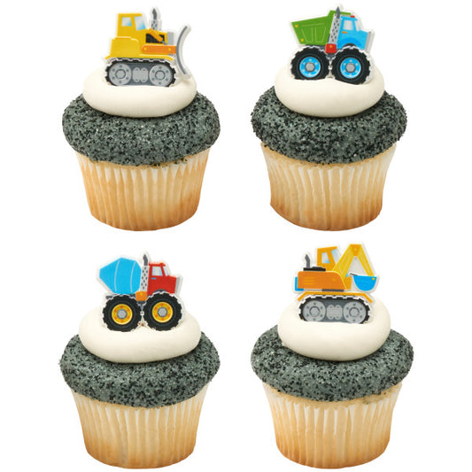 Construction Cupcake Rings, 6 ct